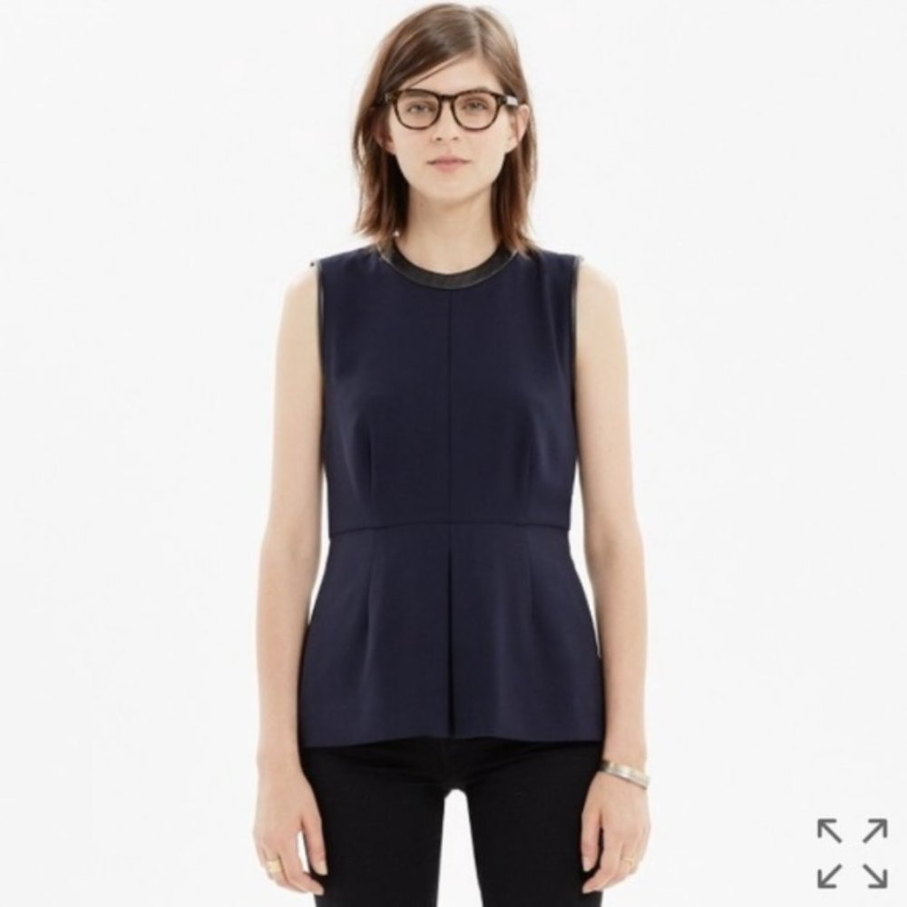 Madewell Leather Trim Peplum Top 2